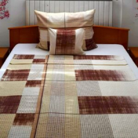 ABOTEX - 3 részes krepp ágyneműgarnitúra - kockás - barna színben  (140×205 cm)
